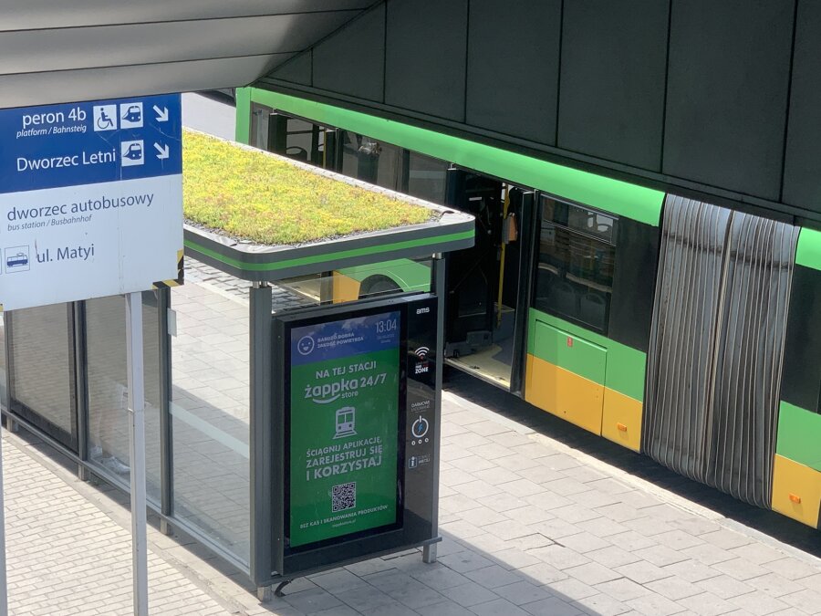 Green bus shelters