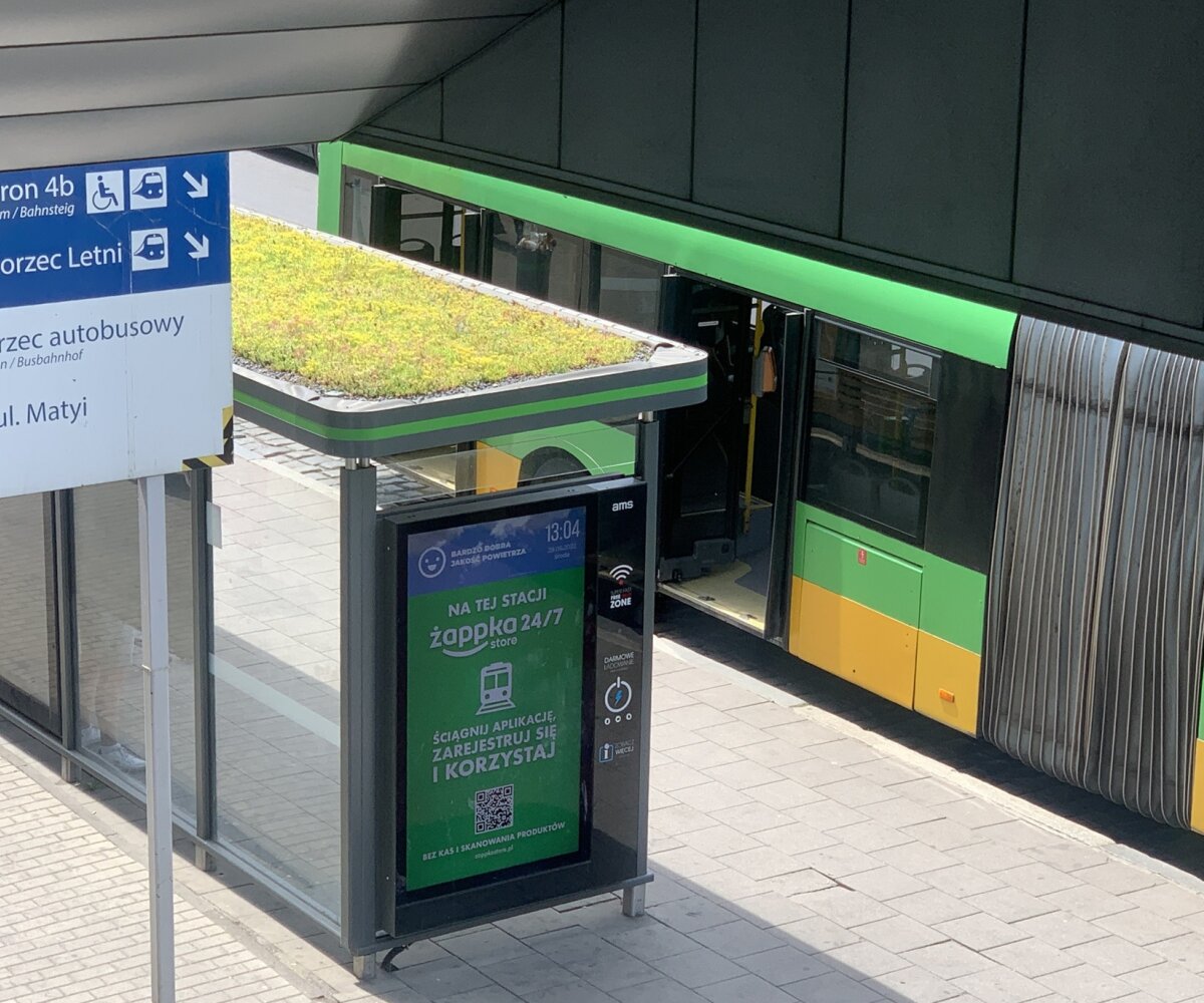 Why is it worth to install green roofs on bus shelters?